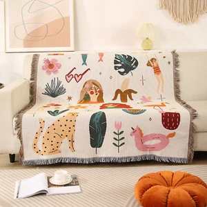 Abstract Illustration Blanket - Boho Fun Art Throw Tapestry Home Decor 130x160cm - Picture 1 of 7