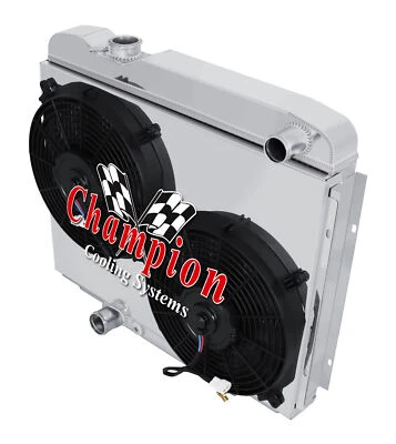 RS Champion 3 Row Radiator,12" Fans,Shroud for 1965 1966 Ford Galaxie 500 V8 Eng - Image 1 of 4