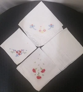 4 Damen Vintage Taschentücher KOSTENLOSER VERSAND - Bild 1 von 10