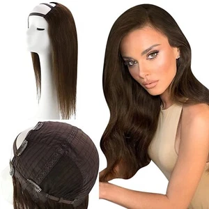 Thick Long Wavy Unprocessed Remy Human Hair Clip in U Shape Weft Half Wig 16-26" - Picture 1 of 38
