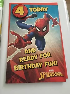 Spider-Man Happy 4th Birthday Card With Badge Brand New. - Picture 1 of 2