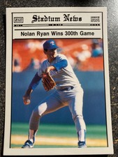 Nolan Ryan 1990 Stadium News Glossy "Wins 300th Game" RARE UNLICENSED CARD 