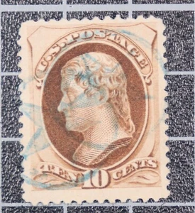 Scott 188 - 10 Cents Jefferson - Used - Blue Star In Circle Fancy Cancel - Picture 1 of 1