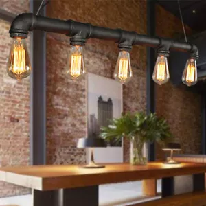 Lampada retrò industriale tubo dell'acqua H?nge sala da pranzo lampada a sospensione plafoniera E27 - Foto 1 di 10