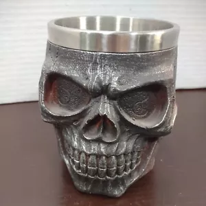 Taza calavera diseño 3D acero inoxidable aislada taza de café resina ojos de serpiente miedo - Imagen 1 de 14