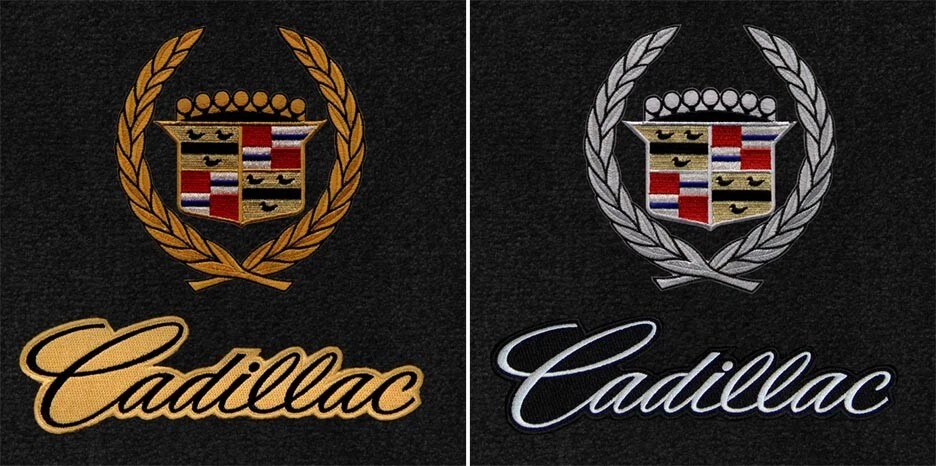 New! 1957 - 2002 Cadillac Eldorado Carpet Floor Mats Front Pair with Double Logo - Image 1 of 4