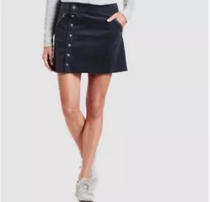 KUHL STREAMLINE Blue Corduroy Snap Front Stretch Mini Skirt Size 6 - Picture 1 of 13