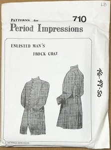 Period Impressions Pattern #710: Enlisted Man's Frock Coat Sizes 46-48-50 Uncut - Picture 1 of 1