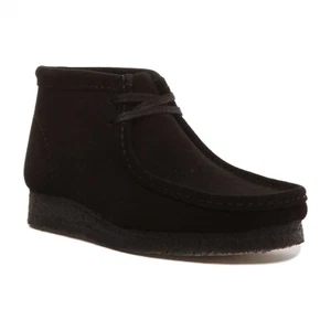CLARKS ORIGINALS Wallabee Botas Hombre 2 Ojo Botines en Negro Ante GB 7-12 - Imagen 1 de 7