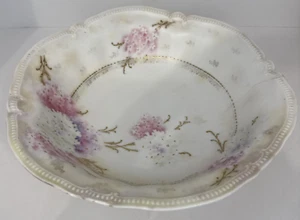 RS Prussia Porcelain Serving Bowl Pearlized Pink White Flowers Vintage - Picture 1 of 8
