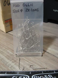100 Eagle Claw 066N Size 4 Nickel Finish 2X Long Plain Shank Fish Hooks - Picture 1 of 7