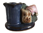 Collectable ? Sleepy Owl  ? Blue  AC Pottery Candle Holder Handmade VGC