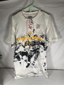 VTG NHL Mario Lemieux Pittsburgh Penguins All Over Print T-Shirt Mens L w/tags - Picture 1 of 22