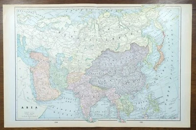 Vintage 1902 ASIA Map 22"x14" Old Antique Original CHINA ISRAEL JAPAN NEPAL - Image 1 of 4