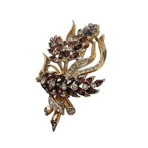 Stunning Signed Reja Purple Rhinestone Flower Spray Brooch (A4908) - Picture 1 of 6