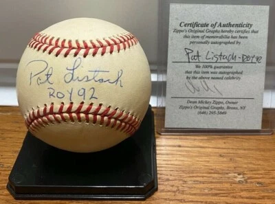 MILWAUKEE BREWERS signed PAT LISTACH - Baseball - "ROY 92" - AUTHENTIC - Image 1 of 4