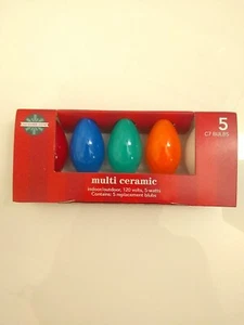 5 Multi Color Ceramic Indoor Outdoor C7 Christmas Replacement Bulbs NEW - Picture 1 of 1