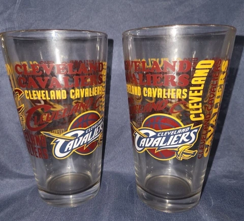 Cleveland Cavs Glass Cups 6in Tall Set of 2 Cover