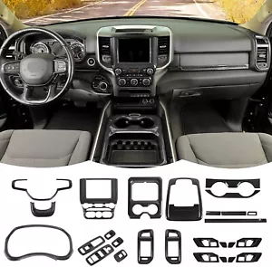28x Carbon Fiber Full Kit Decoration Interior Cover Trim for Dodge RAM 1500 18+ - Foto 1 di 13