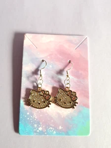 Sweet Crystal Hello Kitty Character Silver Plated Earrings - Picture 1 of 9