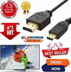 NEW GOOGLE NEXUS 10 MICRO HDMI TO HDMI CABLE TO CONNECT TO TV HDTV 3D 1080P 4K - Picture 1 of 8