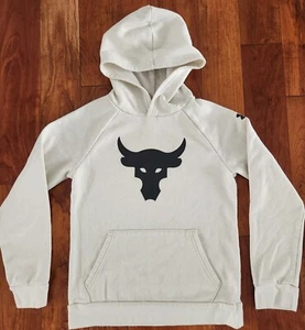Boys size M, YMD Under Armour Bull/Rock Sweatshirt Hoodie Pull-over Cream/Black - Picture 1 of 4