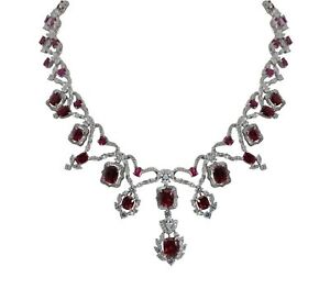 Gorgeous Look Red Cushion Cut Gemstone Women's Wedding Statement Collar Necklace