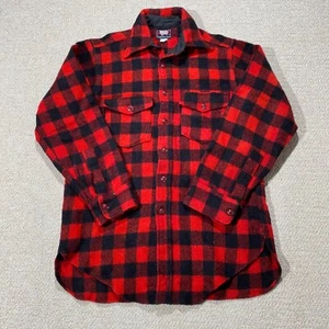VINTAGE Woolrich Wool Shirt Mens Small Slim Fit Red Buffalo Check 1950s USA Made - Picture 1 of 10