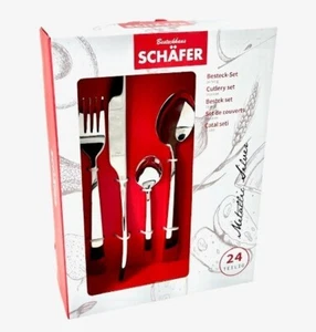 Schäfer Besteckset 24 teilig Menü Tafel Essbesteck 6 Personen Metallic silber - Bild 1 von 2