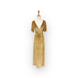 Baltic Born Samt Wickel Maxikleid Gr Xs Gold - Bild 1 von 7