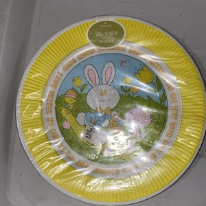 Neu Vintage 1970er Punze 6-9" Ostern Pappteller Barnaby Hase Pilz 🍄 - Bild 1 von 2