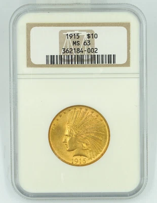 1915 NGC MS63 $10 Gold Indian - Image 1 of 3