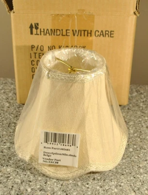 Chandelier Scallop Mini Shade Softback Bell Shape Beige Faux Silk Clip On Fitter - Image 1 of 4