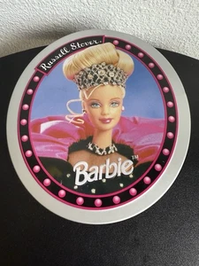COLLECTIBLE 1999 RUSSELL STOVER HAPPY HOLIDAYS BARBIE OVAL METAL TIN CONTAINER - Picture 1 of 3