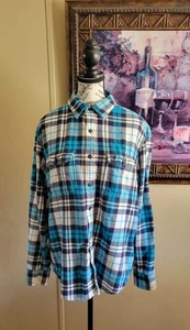 American Eagle Outfitters Damen groß blau weiß kariert Langarm Knopfleiste Oberteil - Bild 1 von 12