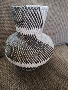 Congo Rattan Hand Woven Basket Vase Decorative 13" - Picture 1 of 7
