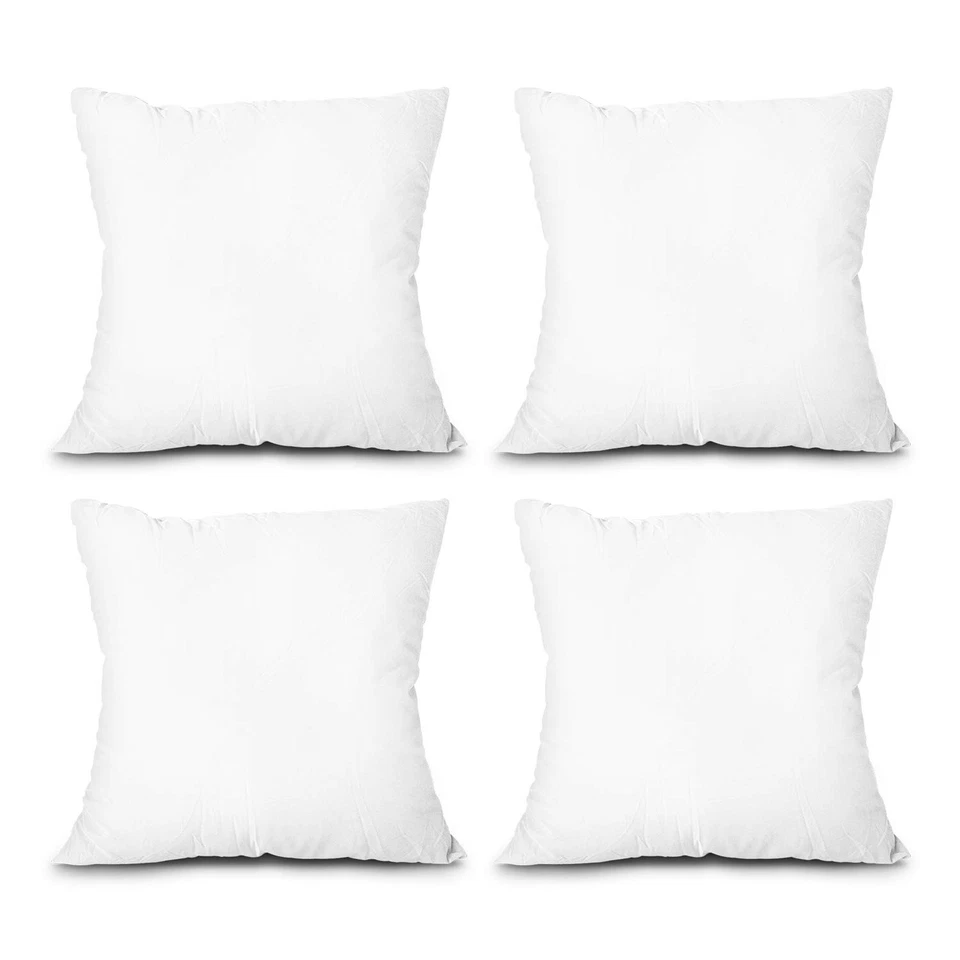 Edow Throw Pillow Inserts Set of 4 Lightweight Down Alternative 18x18 White