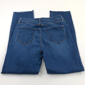 Pantalones de mezclilla L'Agence tiro alto recortados 26 (ajuste 26W 26L) tiro medio ajustados corte crudo azul - Imagen 1 de 11