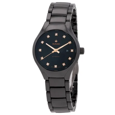 Reloj para dama Rado True redondo automático esfera negra diamante R27242732 Foto 1 de 3