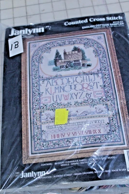 1B Janlynn English Cottage Sampler 112-21 Contado Punto de Cruz Nuevo De Colección 1991 Foto 1 de 4