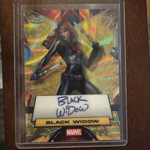 BLACK WIDOW 2025 Topps Chrome Marvel Facsimile Auto Gold Wave Refractor 07/50 - Picture 1 of 2