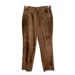 Chandler Hill Womens Plus Brown Suede Pants Washable Leather High Rise size 18 - Picture 1 of 11