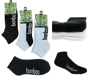 Men Women Bamboo Sport Socks Ankle Trainer Work Cushion Athletic Black White AU - Picture 1 of 12