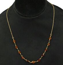 Solid 925 Sterling Silver Jewelry Hessonite Gemstone Party Wear Necklace  KN2149