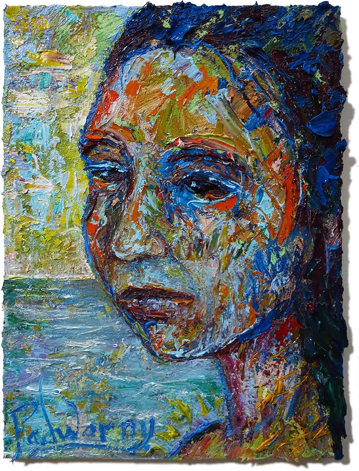 ARTE MODERNO MUJER NIÑA FIRMADO MUJER PINTURA AL ÓLEO RETRATO ABSTRACTO VINTAGE DECO Foto 1 de 4