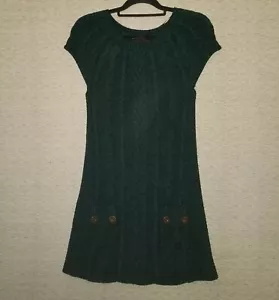 Style & Co Juniors Dress Medium Mini Sweater Cable Knit Green Pullover Pockets - Picture 1 of 9