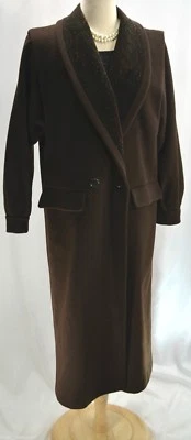 De Colección Leslie Fay Petites 8 Largo Lana Invierno Abrigo Opera Chaqueta Terciopelo Ribete Cuello Foto 1 de 4