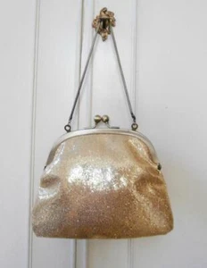 Retro 1960's Gold Sequin-Effect Glittery Fabric Prom Evening Clutch/ Hand Bag - Picture 1 of 5