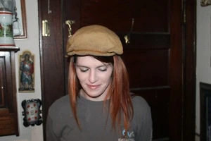 Vintage Corduroy Cabbie Hat Tan Child's Large - Picture 1 of 4