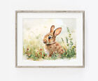 Baby Rabbit Watercolour Print, Cute Bunny Painting Wall Art, Unframed